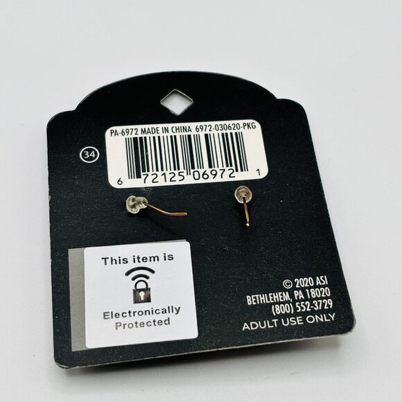 Jasmine Lane Gold Tone Dangle Earrings Silver Glitter Oval Stone Drop Hypoallerg - Picture 4 of 4